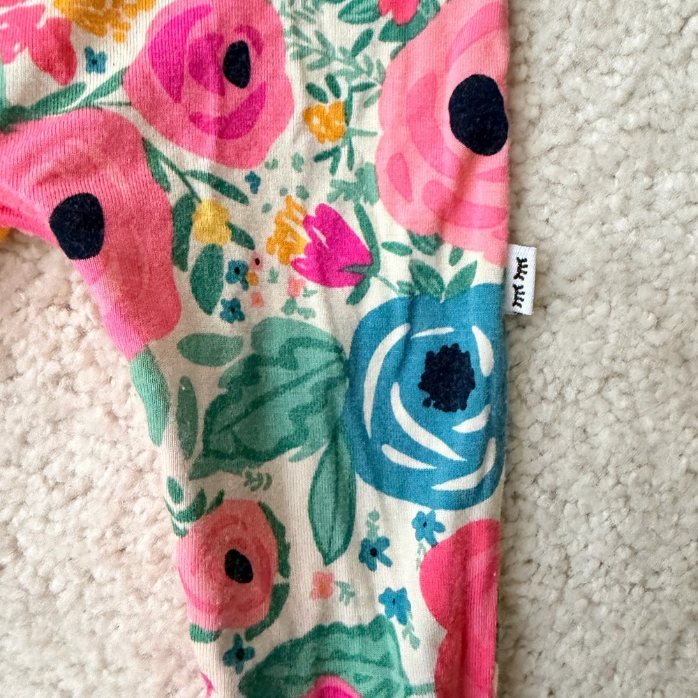 Little Sleepies Pink Floral Kids Zipper Convertible One Piece - size Newborn - Picture 6 of 14